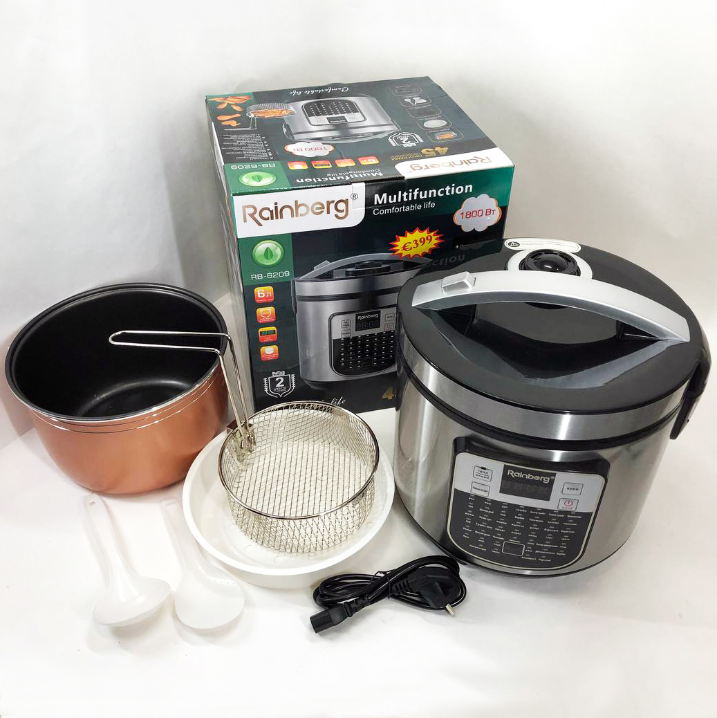 Мультиварка пароварка Rainberg RB-6209 45 програм 6л 1000W, Сенсорна мультиварка рисоварка - Зображення 3
