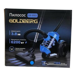 Пилосос вакуумний з контейнером для збирання пилу на 3 л GOLDBERG GB-9903 6200 Вт Потужний. Колір: синій