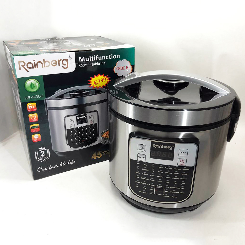 Мультиварка пароварка Rainberg RB-6209 45 програм 6л 1000W, Сенсорна мультиварка рисоварка - Зображення 5