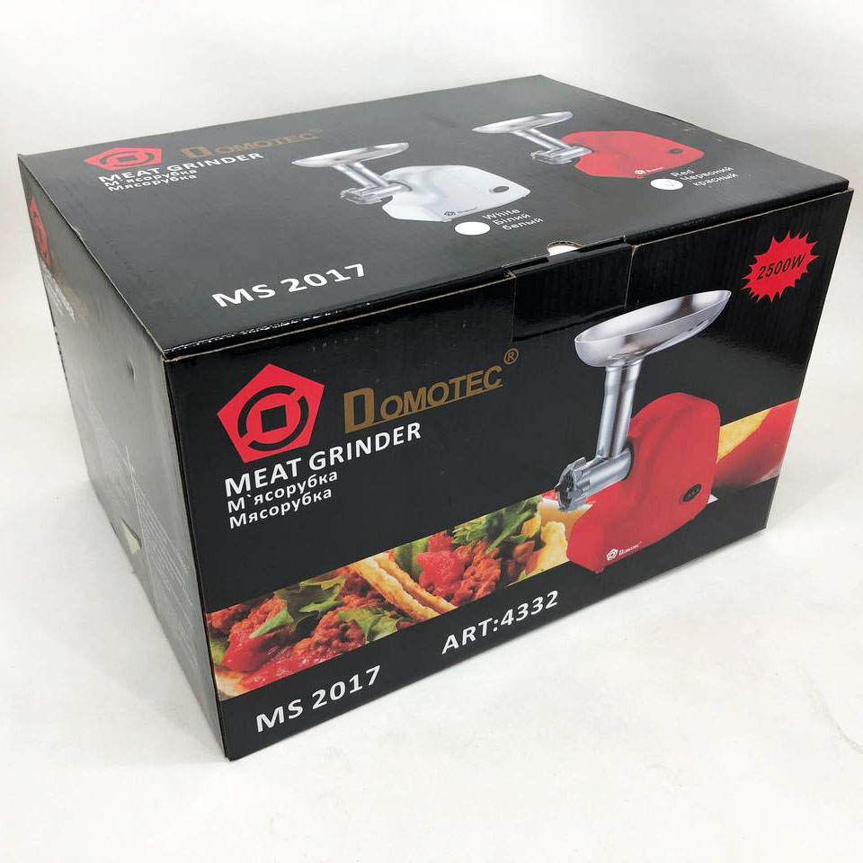 Кухонна електрична м'ясорубка Domotec MS 2017 з реверсом 1500 W, м'ясорубка для шатківниці. Колір: червоний - Зображення 6