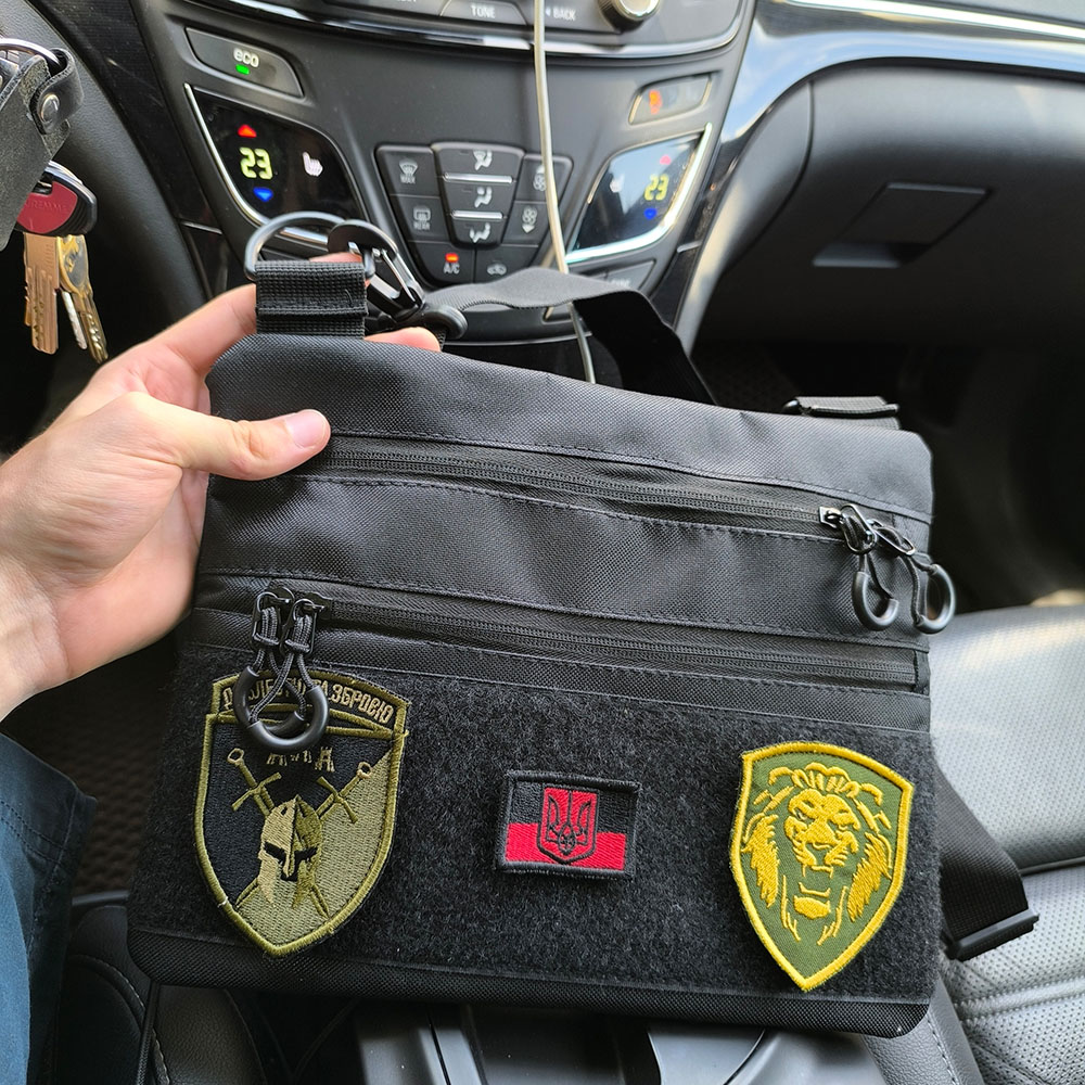 Сумка тактична чорна для скритого носіння з кобурою, чоловічий месенджер з кордури - Зображення 4