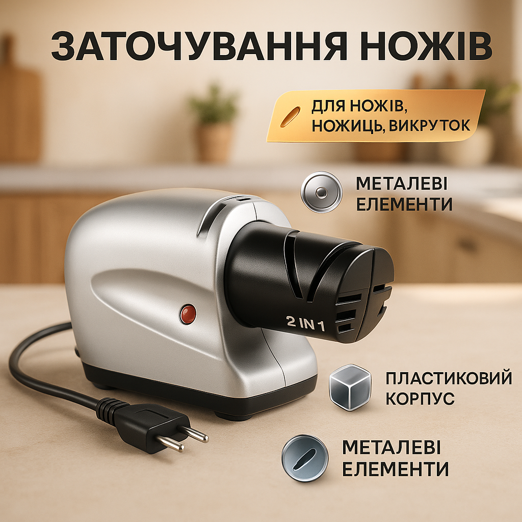 Електрична точила для ножів та ножиць ELECTRIC SHARPENER 220В, Електронна точила для заточування ножів - Зображення 8