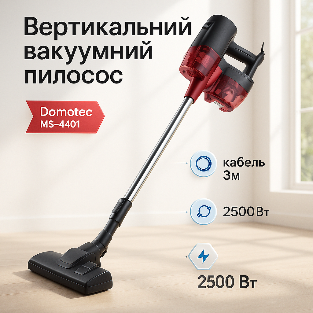 Пилосос циклонний контейнерний Domotec MS-4401 2500Вт - Зображення 3