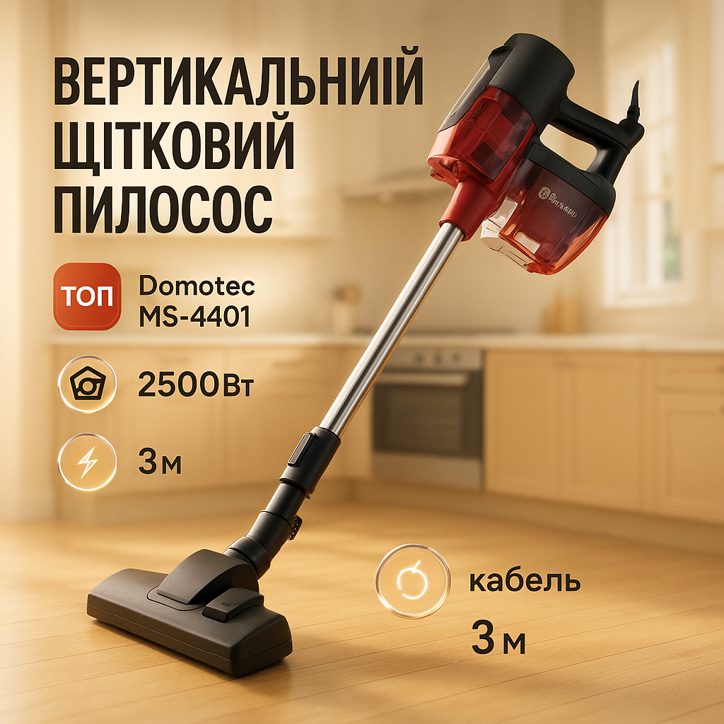 Пилосос циклонний контейнерний Domotec MS-4401 2500Вт - Зображення 2
