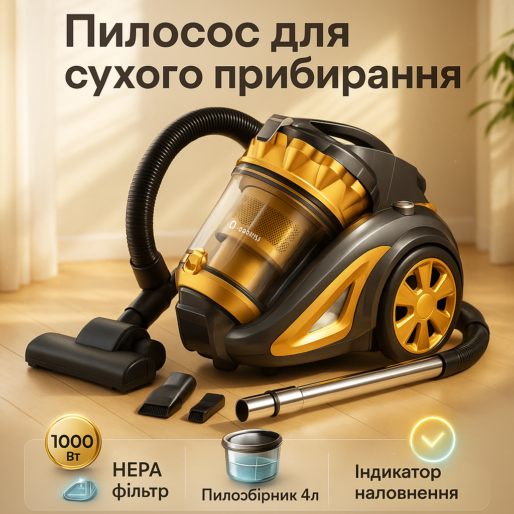 Пилосос для сухого прибирання з турбощіткою Domotec MS-4408 3600 Вт без мішка колбовий циклонний для дому контейнерний - Зображення 3