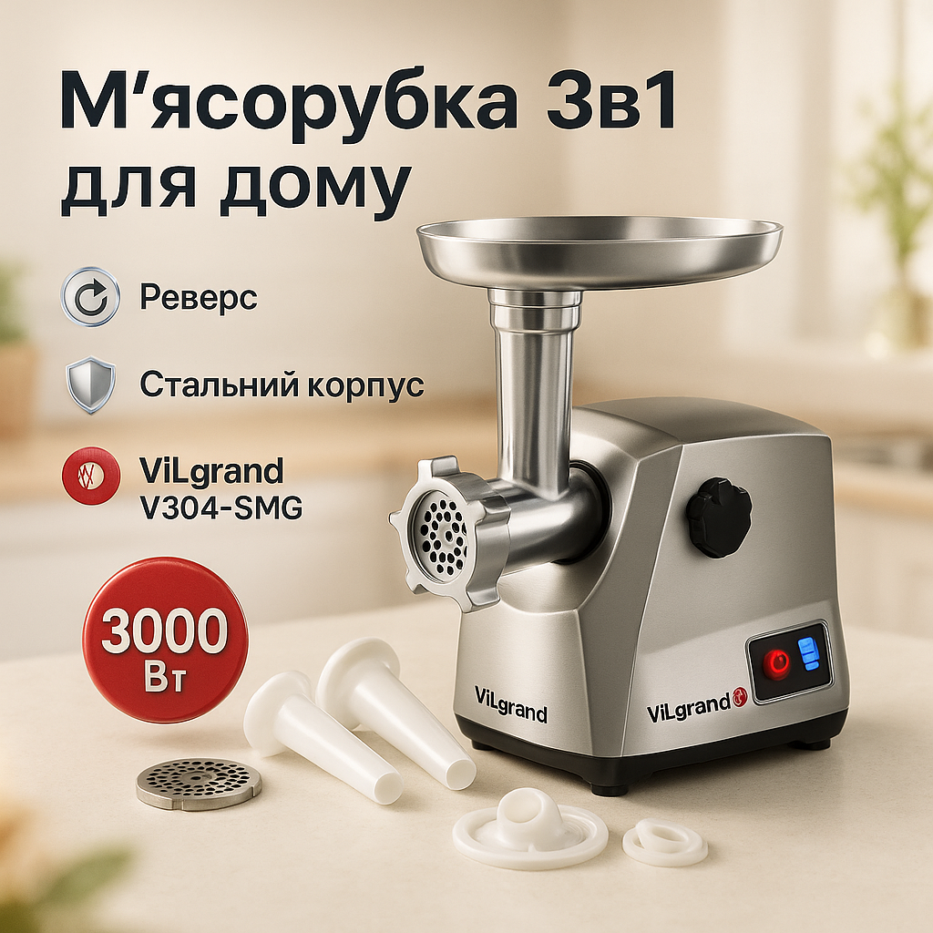 М'ясорубка ViLgrand V304-SMG - Зображення 3