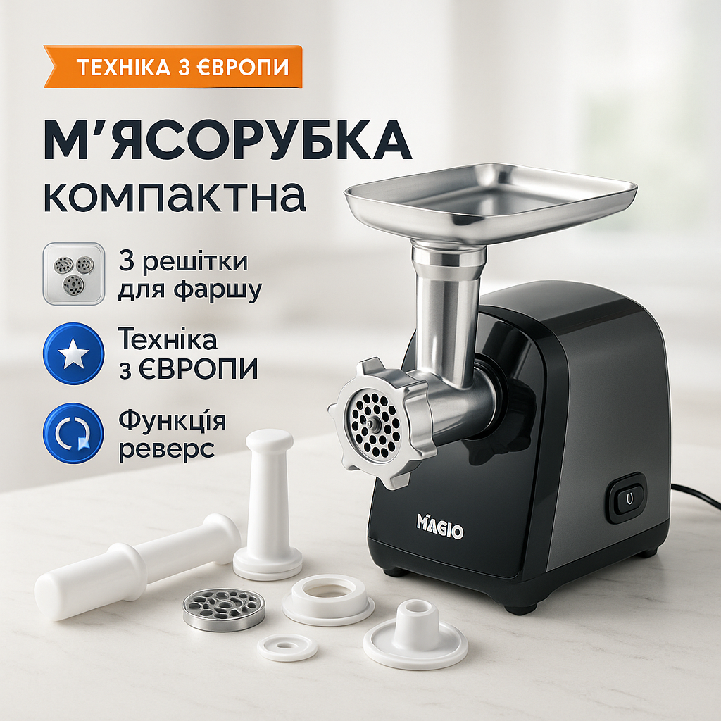 М'ясорубка Magio MG-269 2400Вт м'ясорубка електрична метал, м'ясорубка з металевим редуктором - Зображення 5