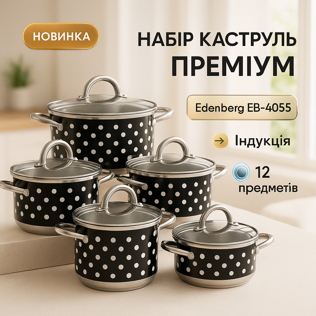 Набір посуду Edenberg EB-4055 з капсульним дном нержавіюча сталь 12 предметів