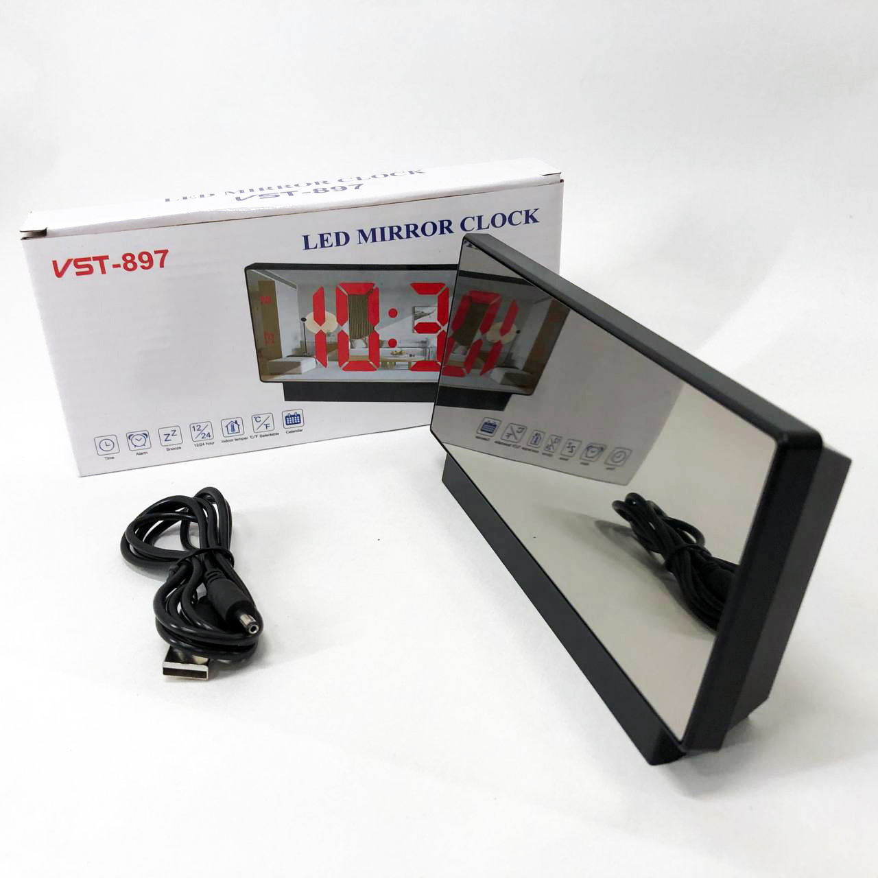 Електронні настільні LED годинники від USB VST-897-4 з будильником та термометром - Зображення 3