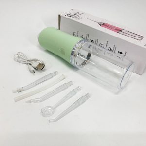 Іригатор для чищення зубів та порожнини рота Oral Irrigator з акумулятором та змінними насадками. Колір: зелений