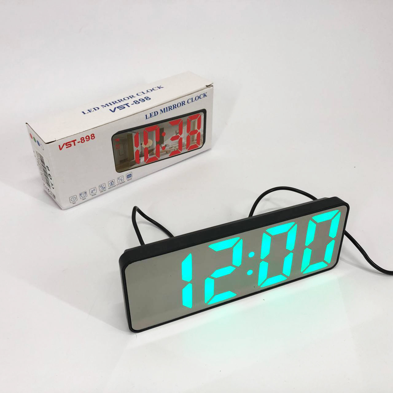 Електронний настільний LED годинник від USB VST-898-4 з будильником і термометром оригінальний настільний годинник - Зображення 4