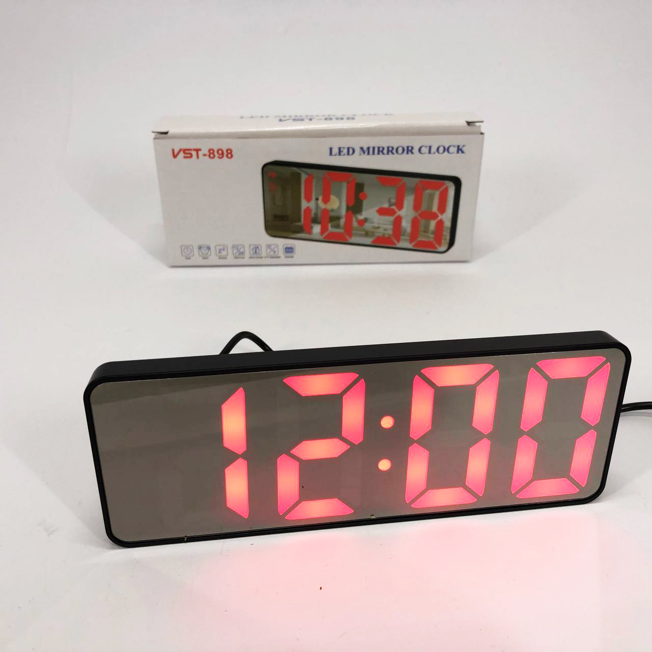 Електронний настільний LED годинник від USB VST-898-1 з будильником і термометром, Настільний LED Лід годинник - Зображення 2