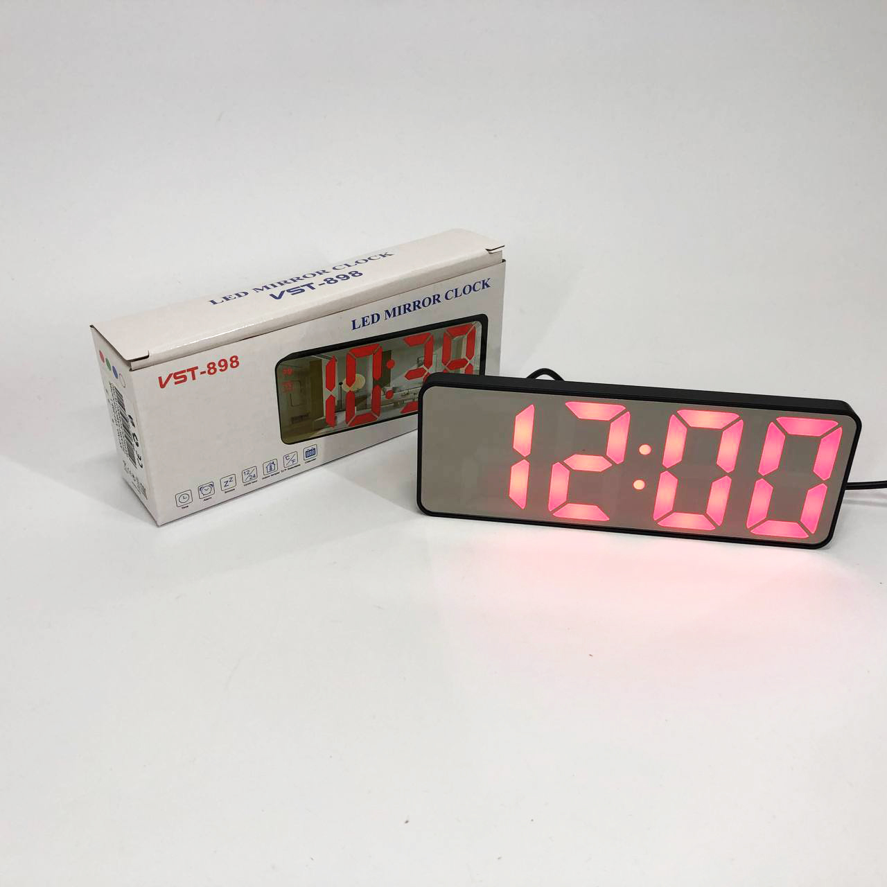 Електронний настільний LED годинник від USB VST-898-1 з будильником і термометром, Настільний LED Лід годинник - Зображення 3