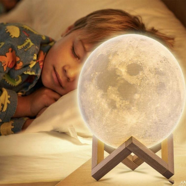 Нічник світиться місяць Moon Lamp 13 см, Нічник для дитини на ніч, Нічник для гарного сну дитини - Зображення 6