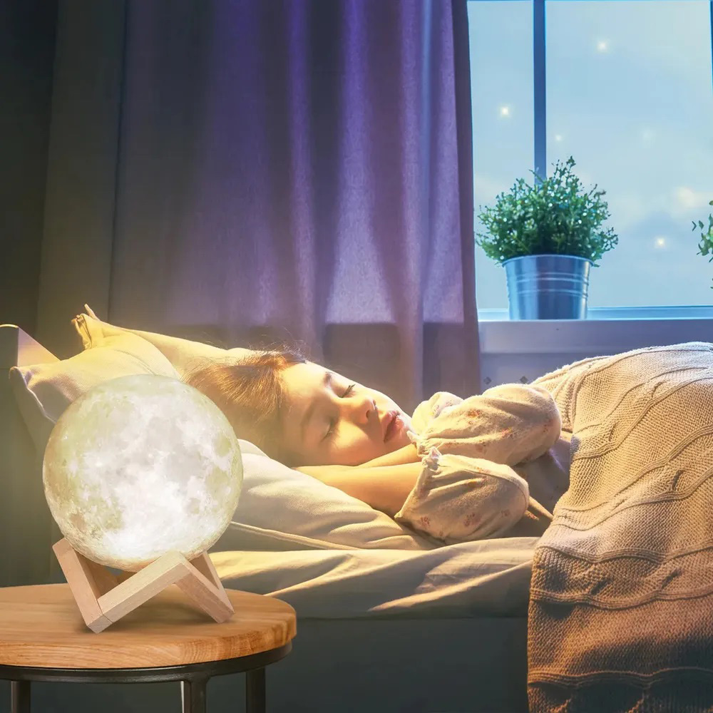 Нічник світиться місяць Moon Lamp 13 см, Нічник для дитини на ніч, Нічник для гарного сну дитини - Зображення 5