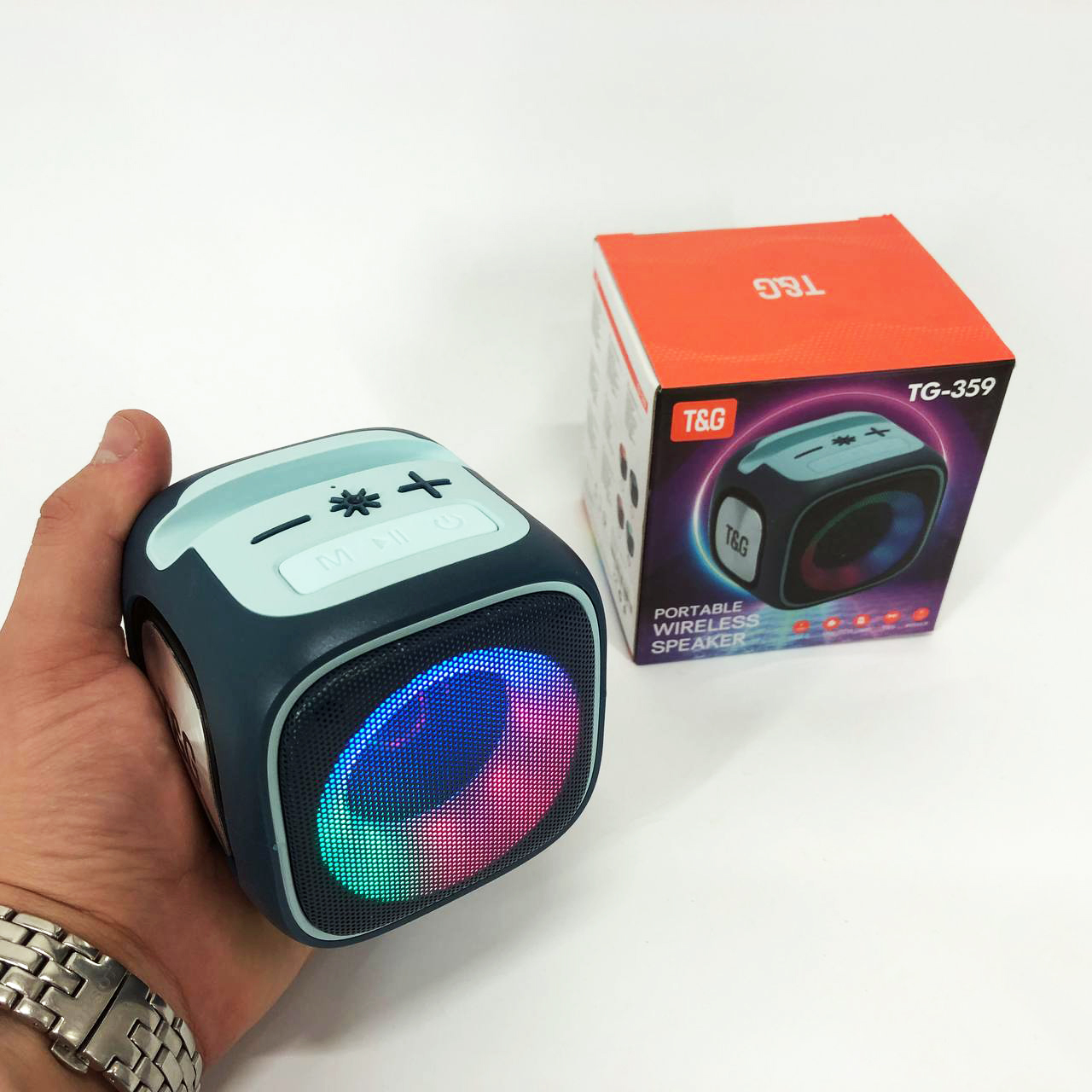 Портативна Bluetooth колонка TG359 7W з підсвічуванням RGB, акумуляторна колонка для музики. Колір: синій - Зображення 4