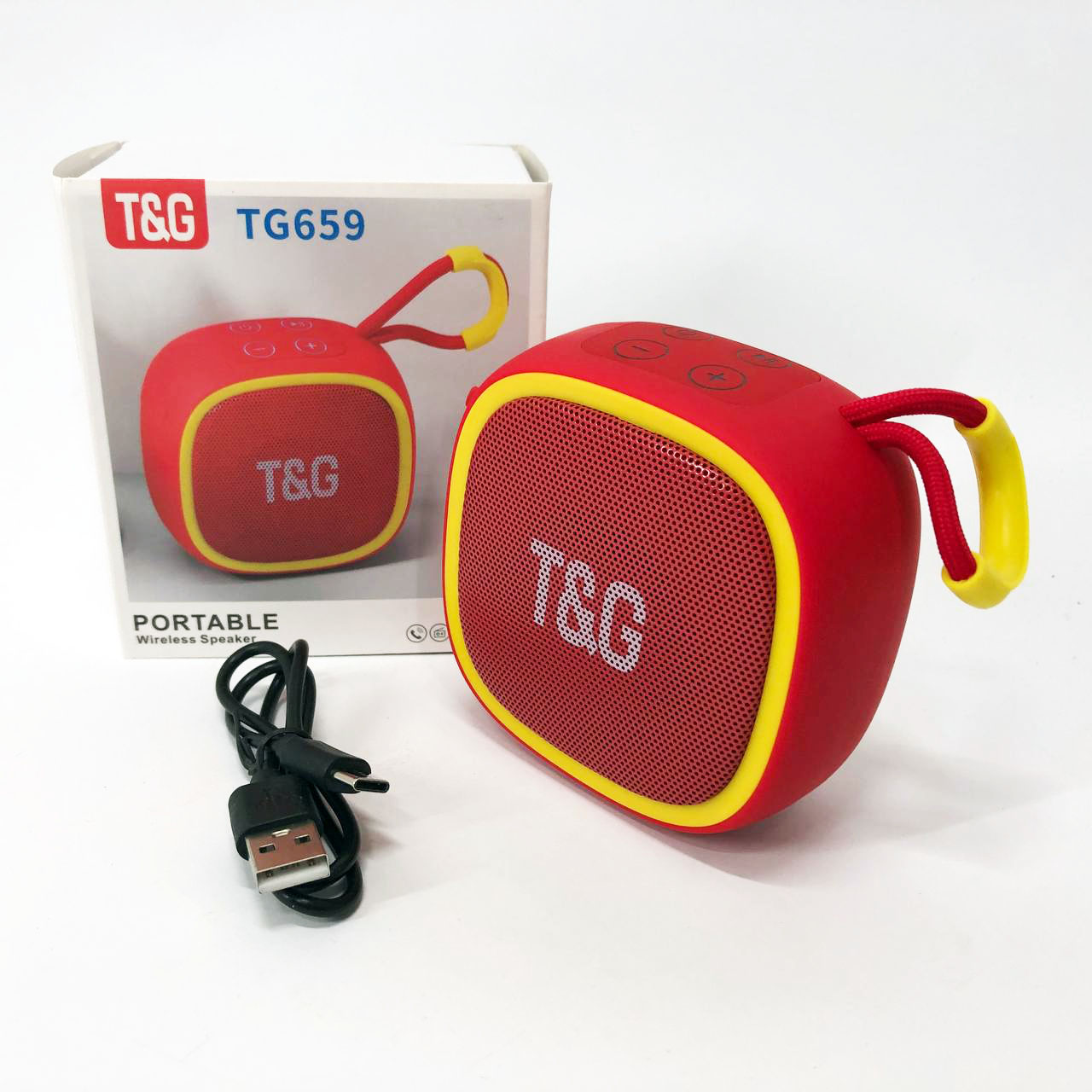 Портативна Bluetooth-колонка TG659 з ремінцем, Гучна блютуз колонка для вечірки. Колір: червоний - Зображення 8