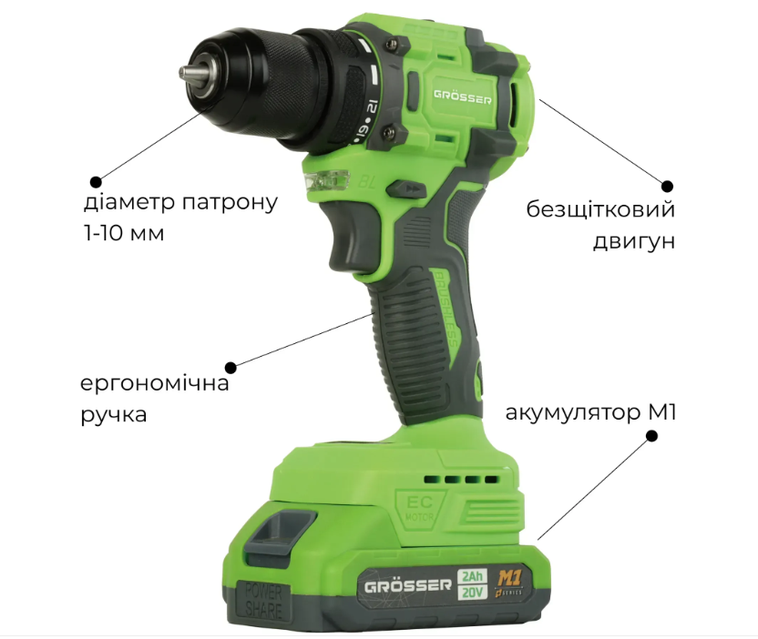 Акумуляторний безщітковий шуруповерт Grosser GCD 521 в кейсі - Зображення 7