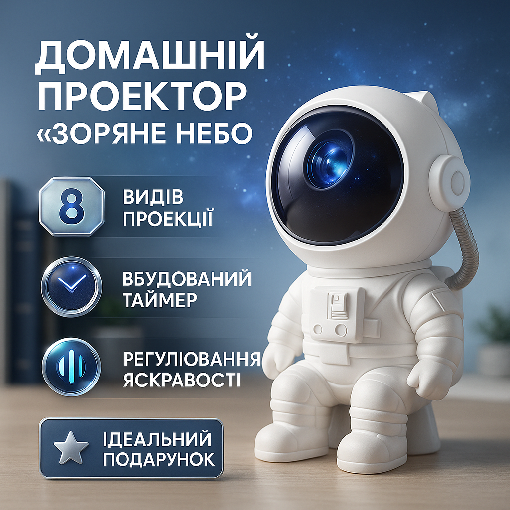 Ночник Проектор Астронавт зоряного неба та галактики Космонавт 8 режимів з пультом ДК - Зображення 4