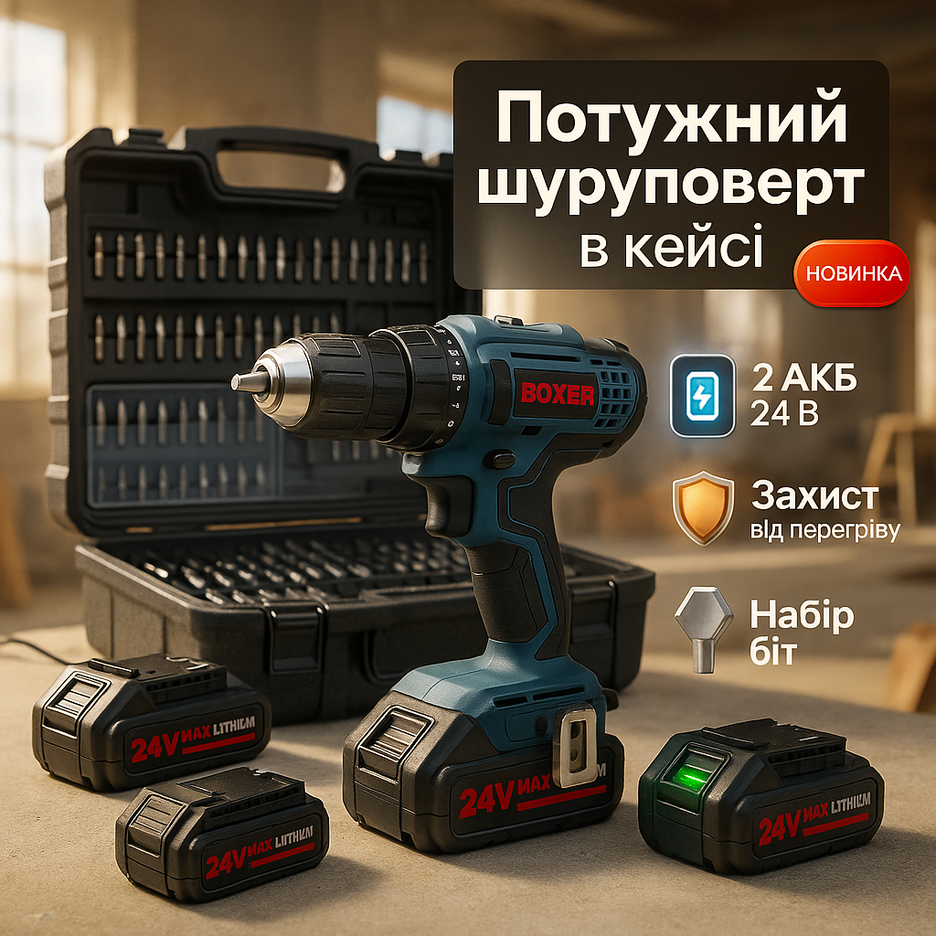 Портативний акумуляторний шуруповерт Boxer SR-004 24В - Зображення 3