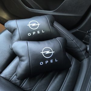 Набір автомобільних подушок 2шт для Opel, натуральна шкіра, стильні чорні підголівники Опель для авто