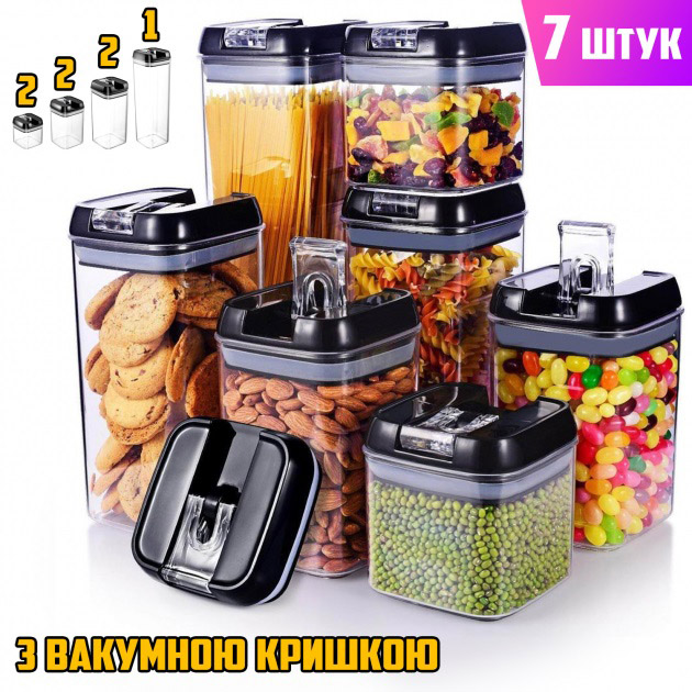 Набір контейнерів для їжі FOOD Storage Container Set на клямках із ущільнювачем із 7 предметів - Зображення 4