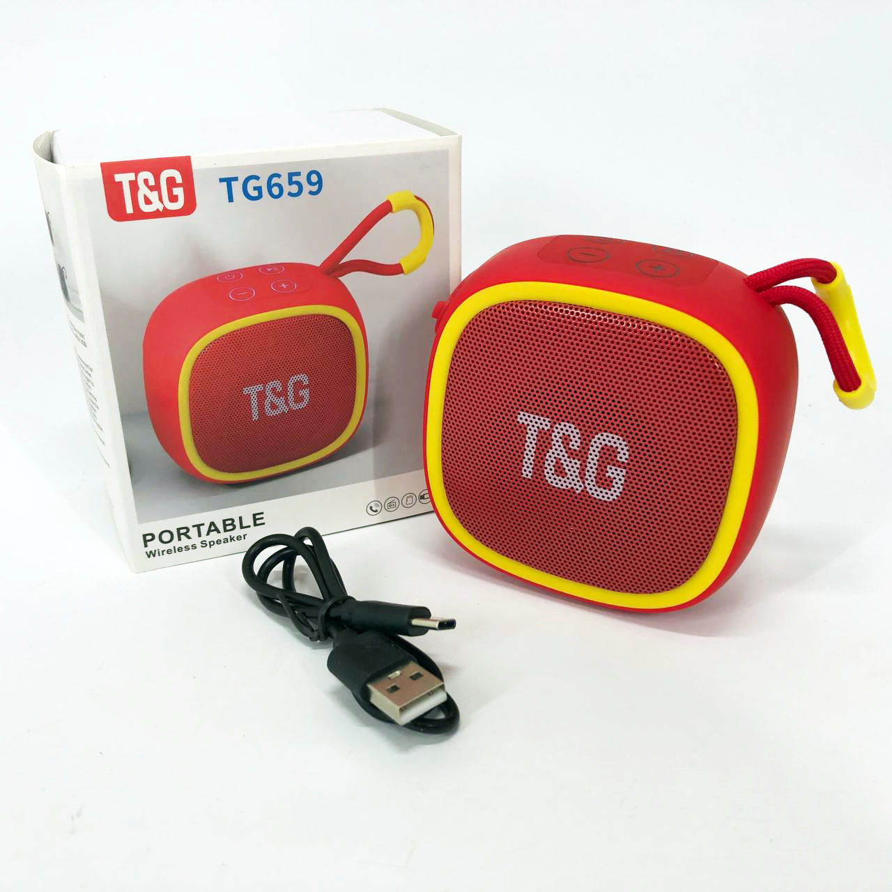 Портативна Bluetooth-колонка TG659 з ремінцем, Гучна блютуз колонка для вечірки. Колір: червоний - Зображення 5