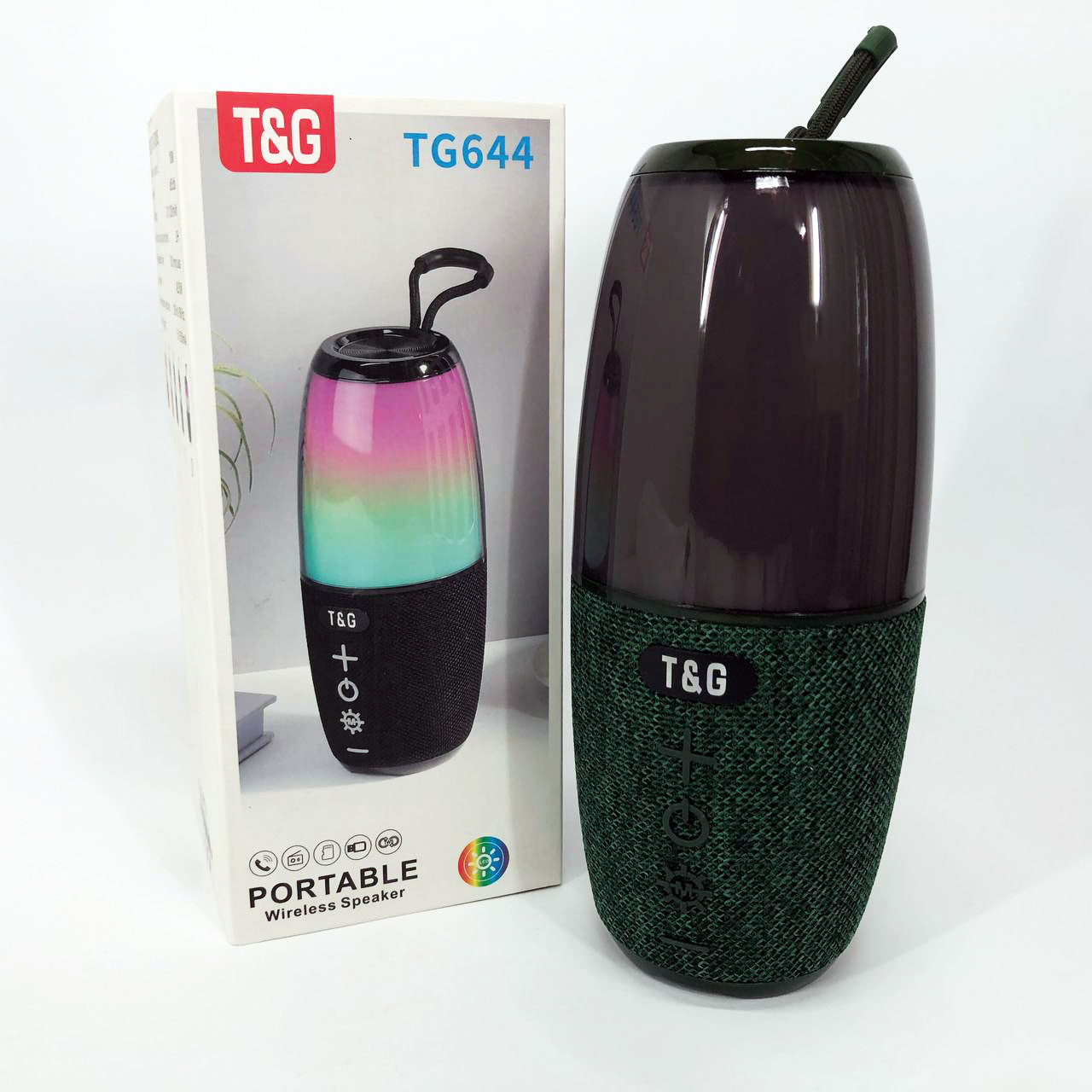 Портативна колонка TG644 5W з RGB підсвічуванням та ремінцем, Бездротова колонка потужна. Колір: зелений - Зображення 6