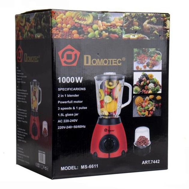 Блендер стаціонарний з кавомолкою DOMOTEC MS-6611 1000Вт, Блендер для дитячого пюре, Блендер для дому - Зображення 4