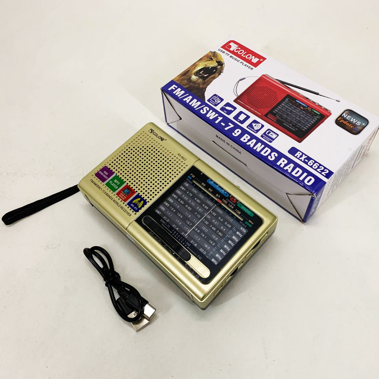 Портативна стовпчик радіо MP3 USB Golon RX-6622. Колір: золотий - Зображення 8