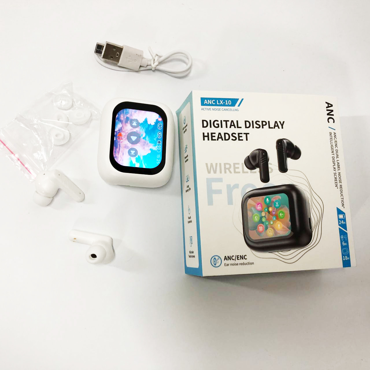 Навушники бездротові LX-10 TWS Earbuds з LED дисплеєм, Bluetooth гарнітури, Вакуумні навушники. Колір: білий - Зображення 3