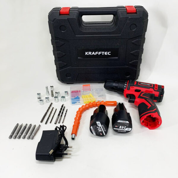 Акумуляторний шуруповерт із насадками KRAFFTEC 24V - Зображення 3