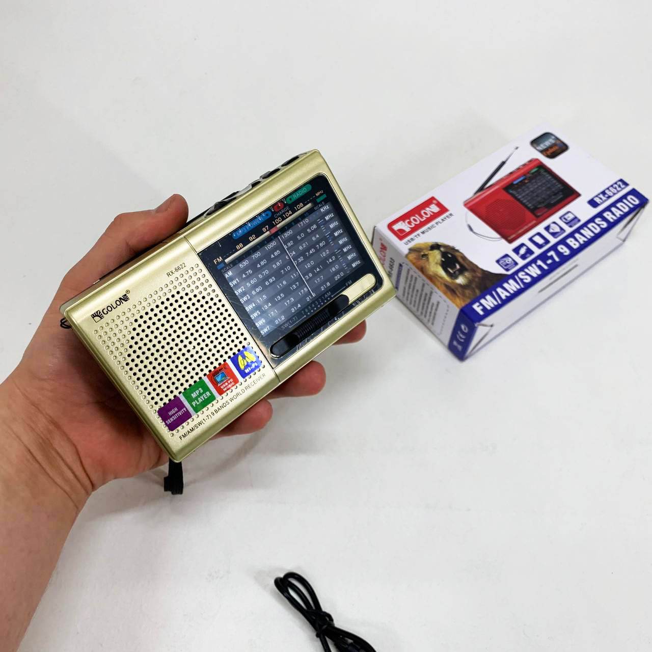 Портативна стовпчик радіо MP3 USB Golon RX-6622. Колір: золотий - Зображення 4