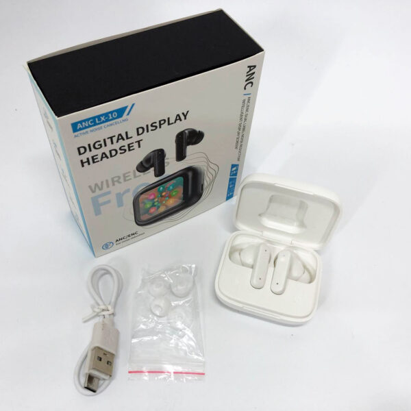 Навушники бездротові LX-10 TWS Earbuds з LED дисплеєм, Bluetooth гарнітури, Вакуумні навушники. Колір: білий - Зображення 4