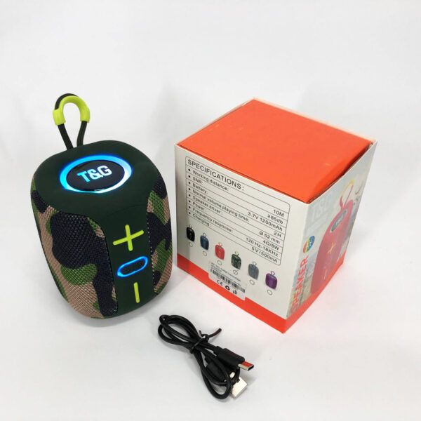 Портативна Bluetooth колонка TG658 8W з RGB підсвічуванням, Гучна блютуз колонка. Колір: камуфляж - Зображення 7