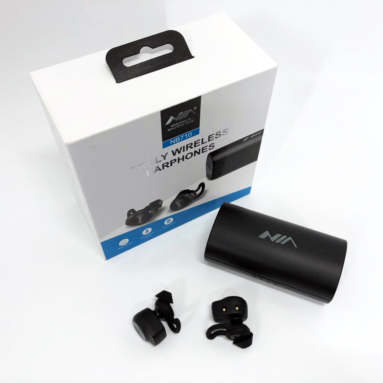 Навушники Bluetooth NIA NB710 з кейсом чорні бездротові, Навушники для тренувань сенсорні бездротові - Зображення 5