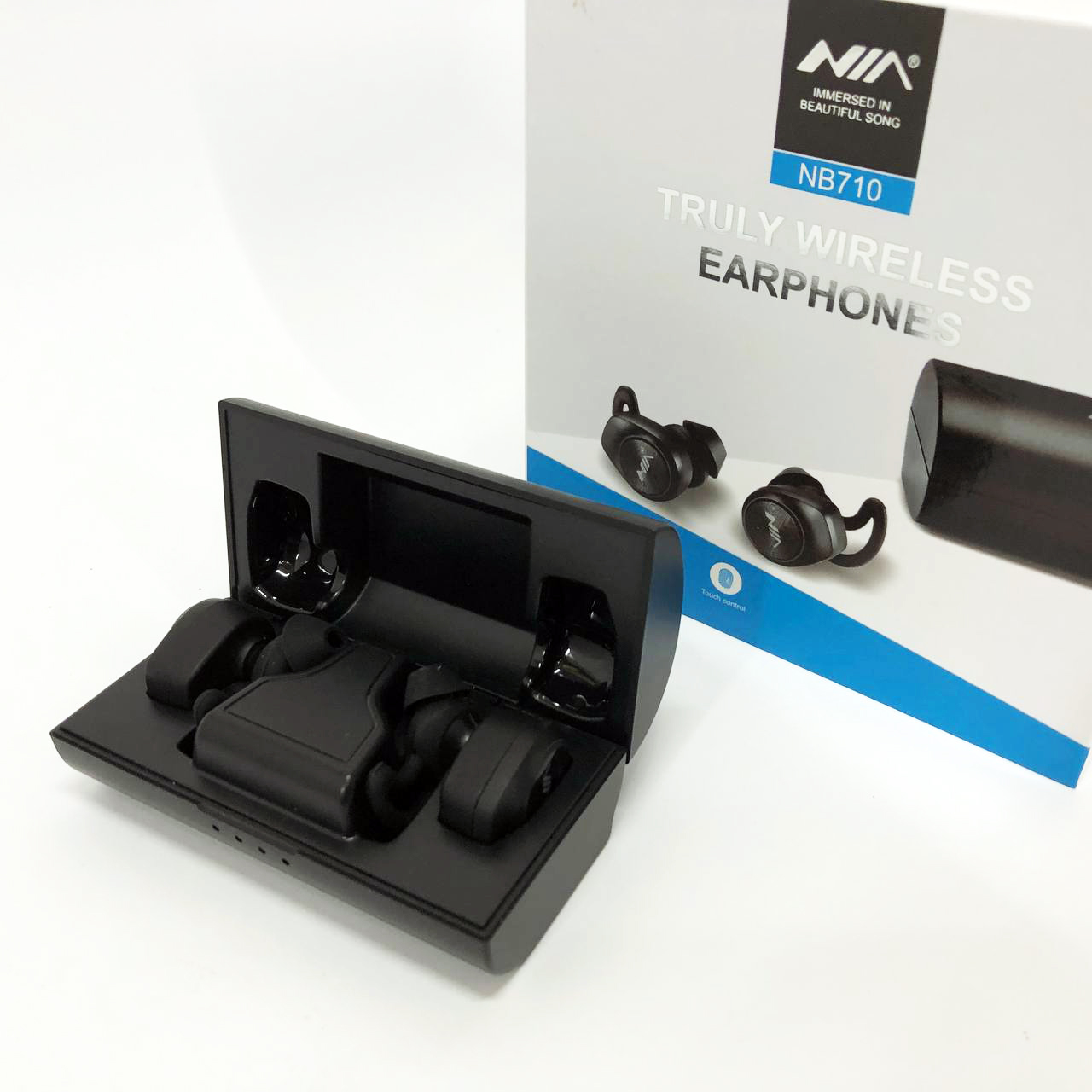 Навушники Bluetooth NIA NB710 з кейсом чорні бездротові, Навушники для тренувань сенсорні бездротові - Зображення 6