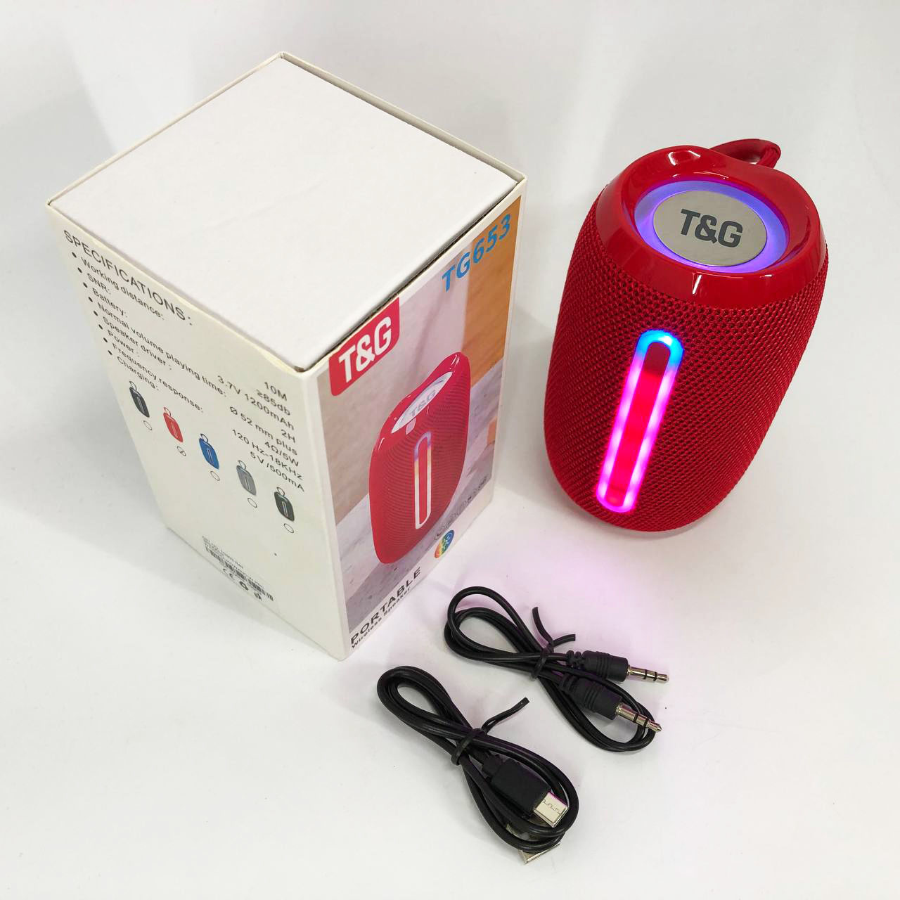 Портативна Bluetooth-колонка TG653 USB з ремінцем, потужна переносна акустична колонка. Колір: червоний - Зображення 5