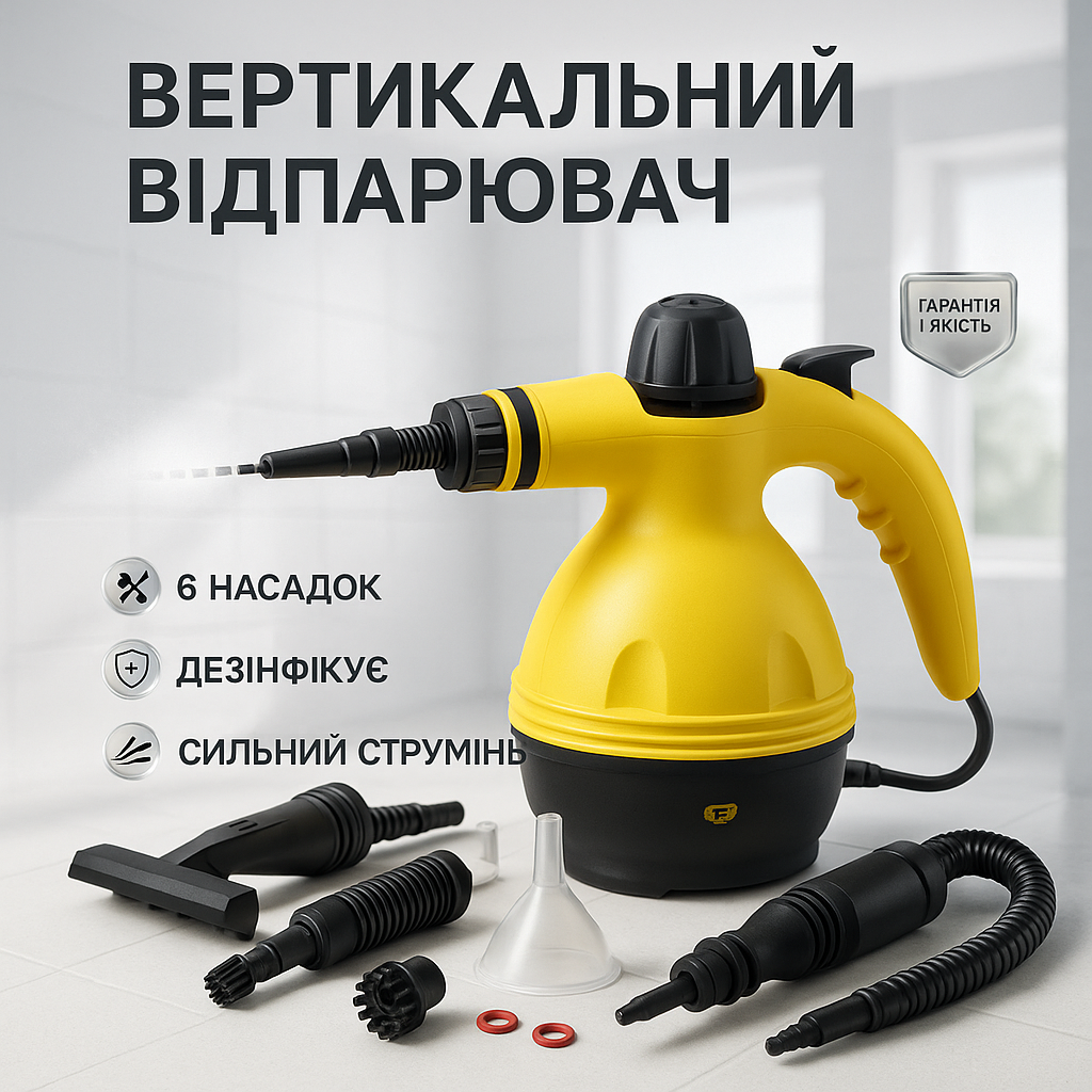 Пароочисник з функцією відпарювача Steam Cleaner Pro 1000 Вт 6 насадок - Зображення 4