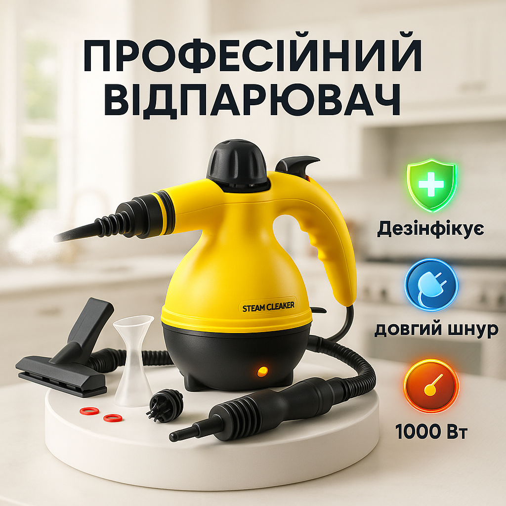 Пароочисник з функцією відпарювача Steam Cleaner Pro 1000 Вт 6 насадок