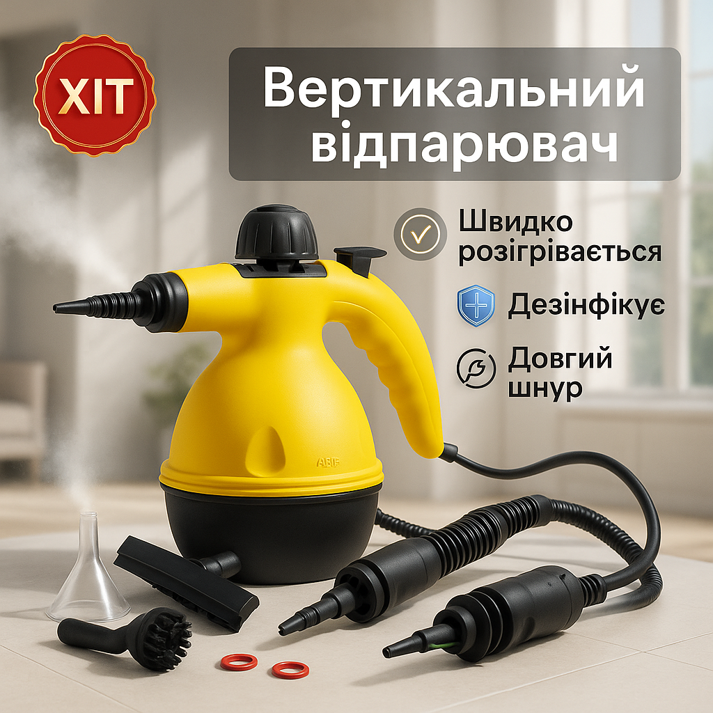Пароочисник з функцією відпарювача Steam Cleaner Pro 1000 Вт 6 насадок - Зображення 2