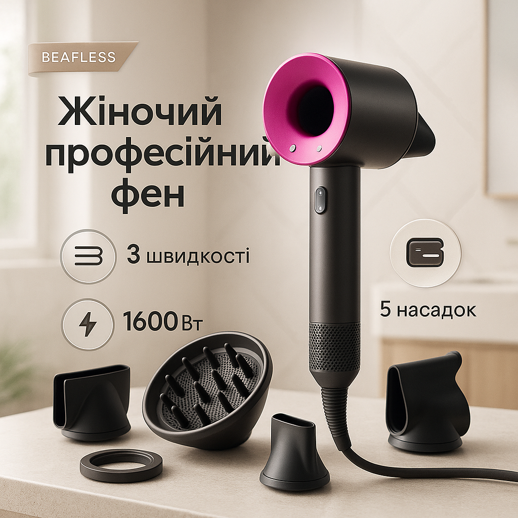 Фен Super Hair Dryer з 5 насадками для швидкого сушіння та укладання волосся - Зображення 6
