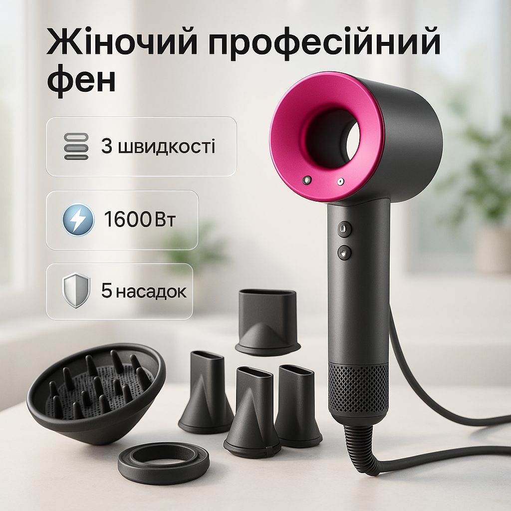 Фен Super Hair Dryer з 5 насадками для швидкого сушіння та укладання волосся - Зображення 5
