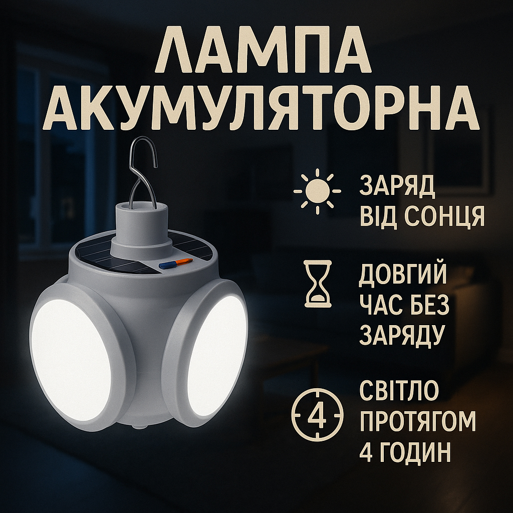 Ліхтар Лампа для кемпінгу акумуляторна BL-2029 + SOLAR на сонячній батареї кемпінговий складаний ліхтар - Зображення 4