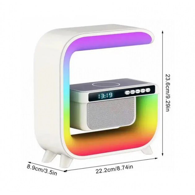 Нічний акумуляторний RGB G3 з бездротовою зарядкою 15W і Bluetooth колонкою 3W Настільна смарт лампа - Зображення 5