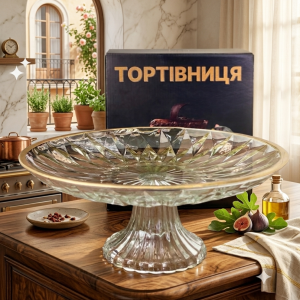 Скляний посуд, вази та блюда