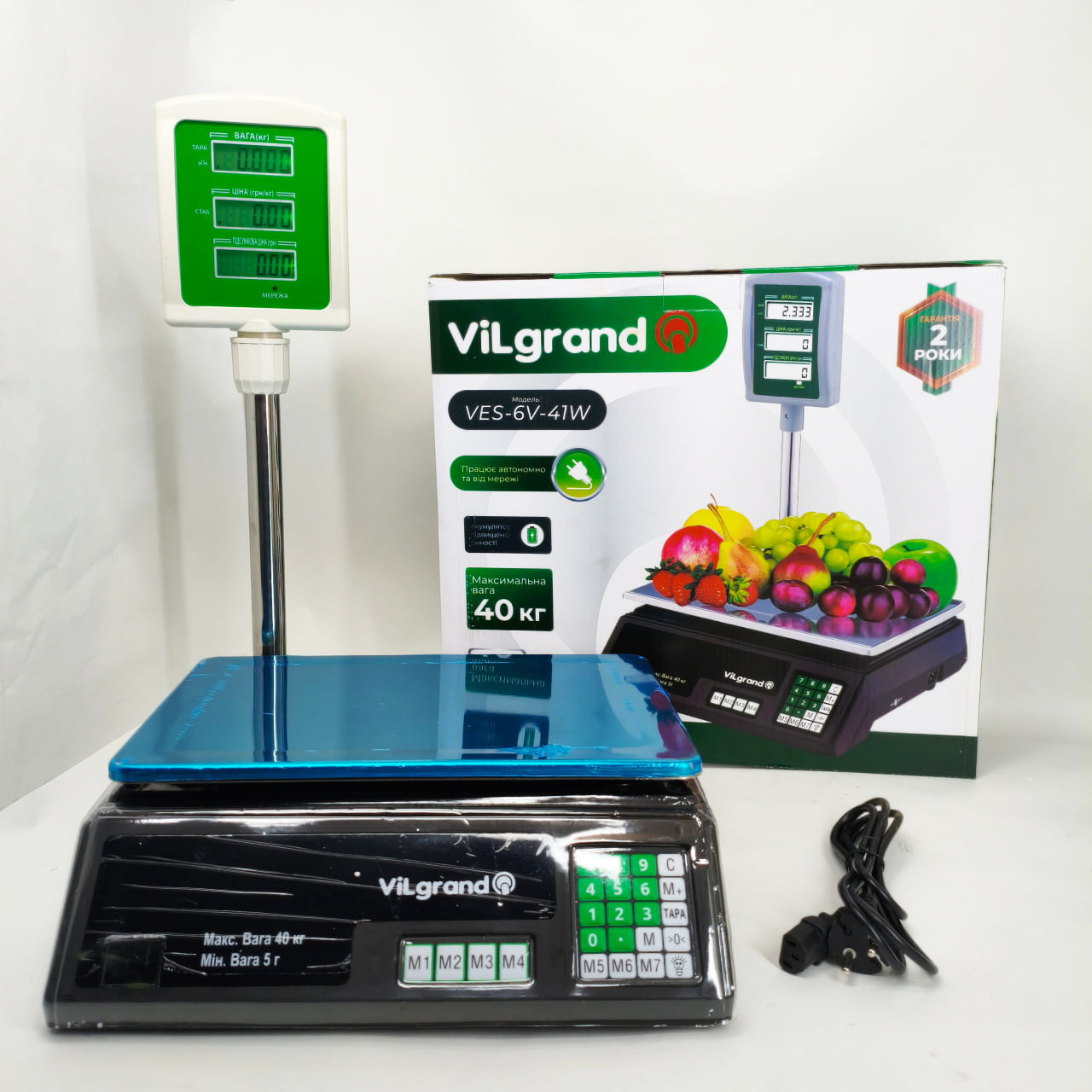 Ваги торговельні ViLgrand VES-6V-41W 40 кг з калькулятором та акумулятором - Зображення 5