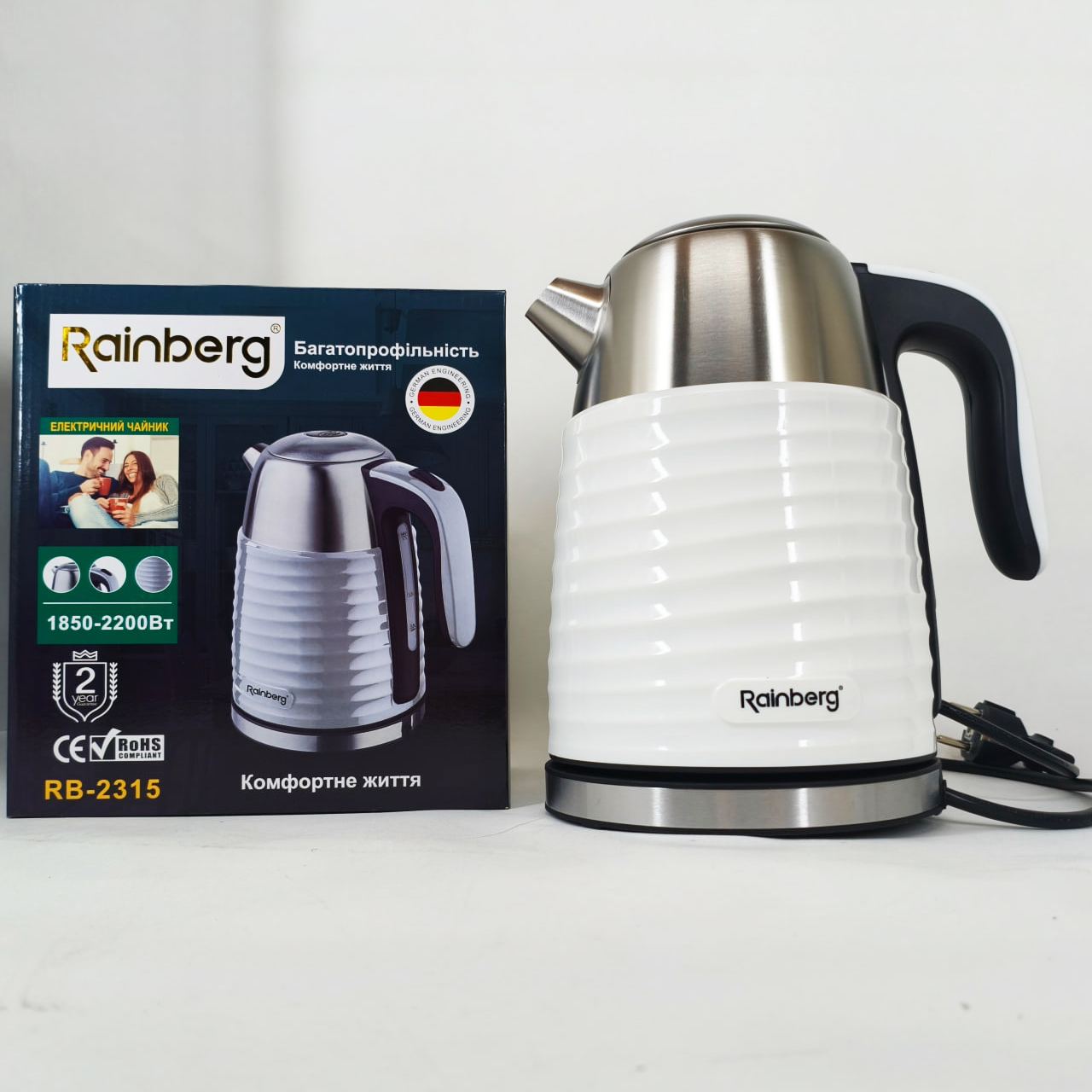 Чайник електричний Rainberg RB-2315 1.8л 2200Вт White