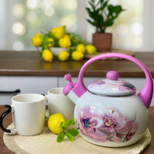 Чайник емаль ЛИТЕ ДНО 2,2л зі свистком PINK (5/L)